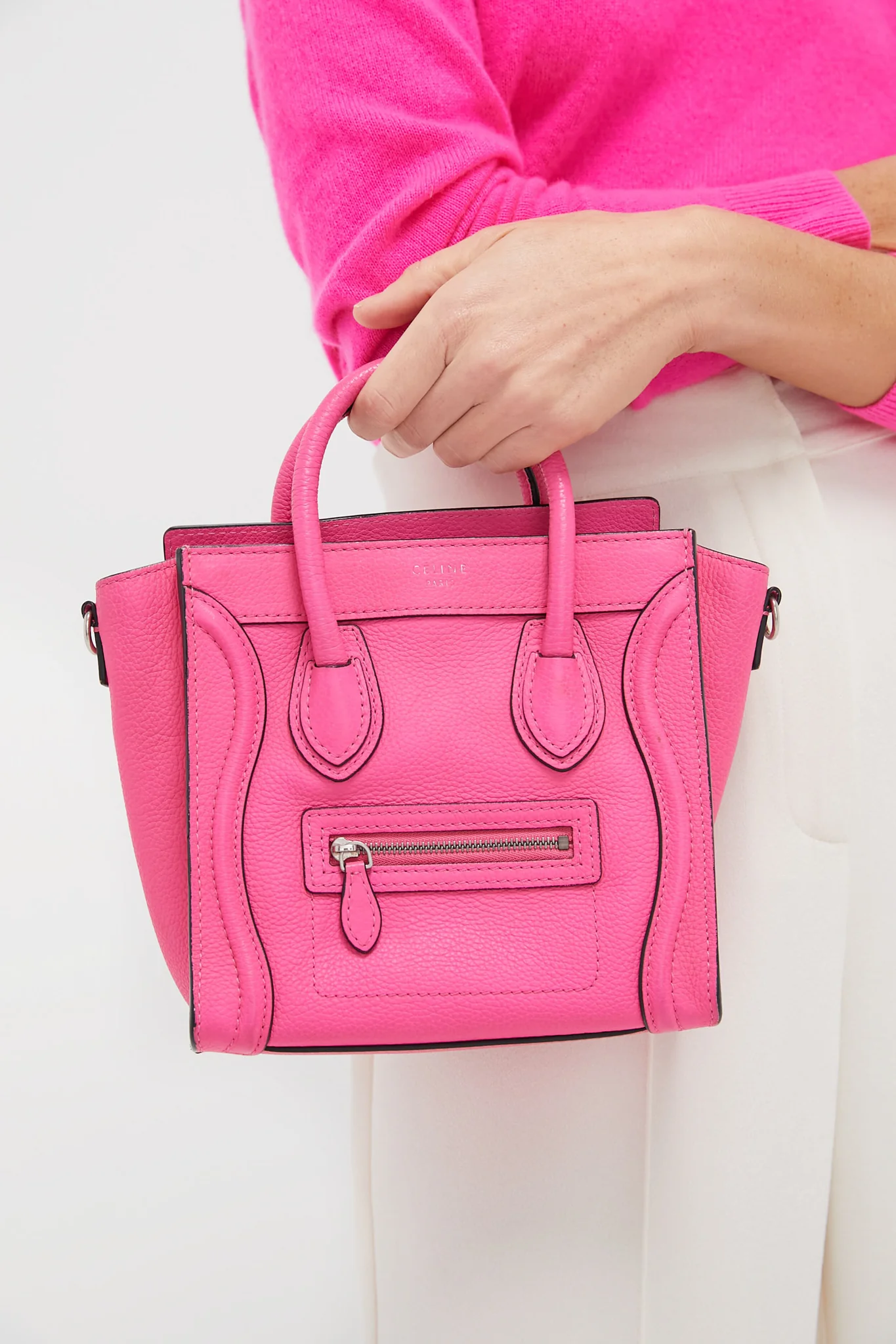 CELINE Pink Leather Mini Luggage Shoulder Bag - Image 2