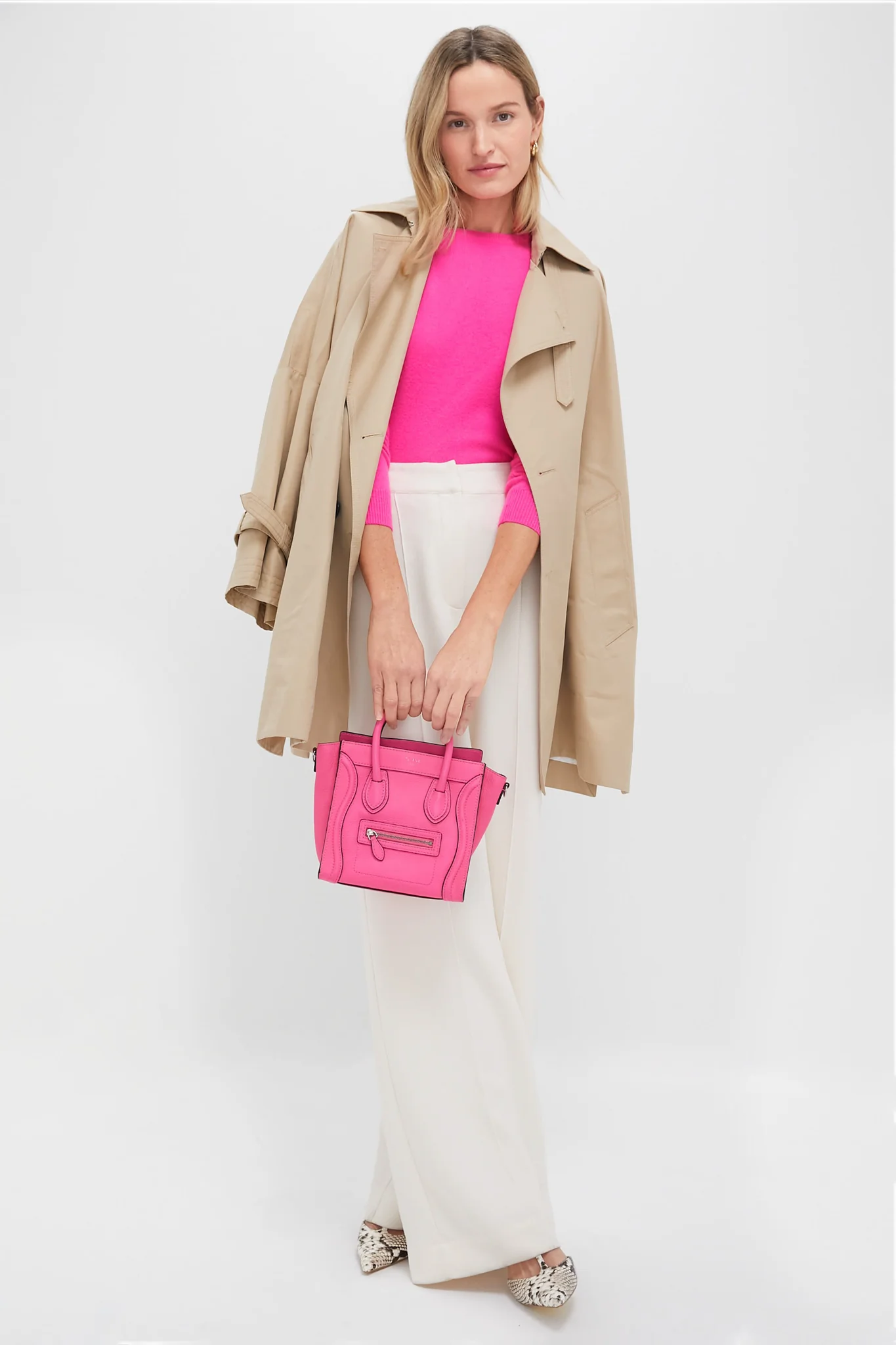CELINE Pink Leather Mini Luggage Shoulder Bag - Image 3