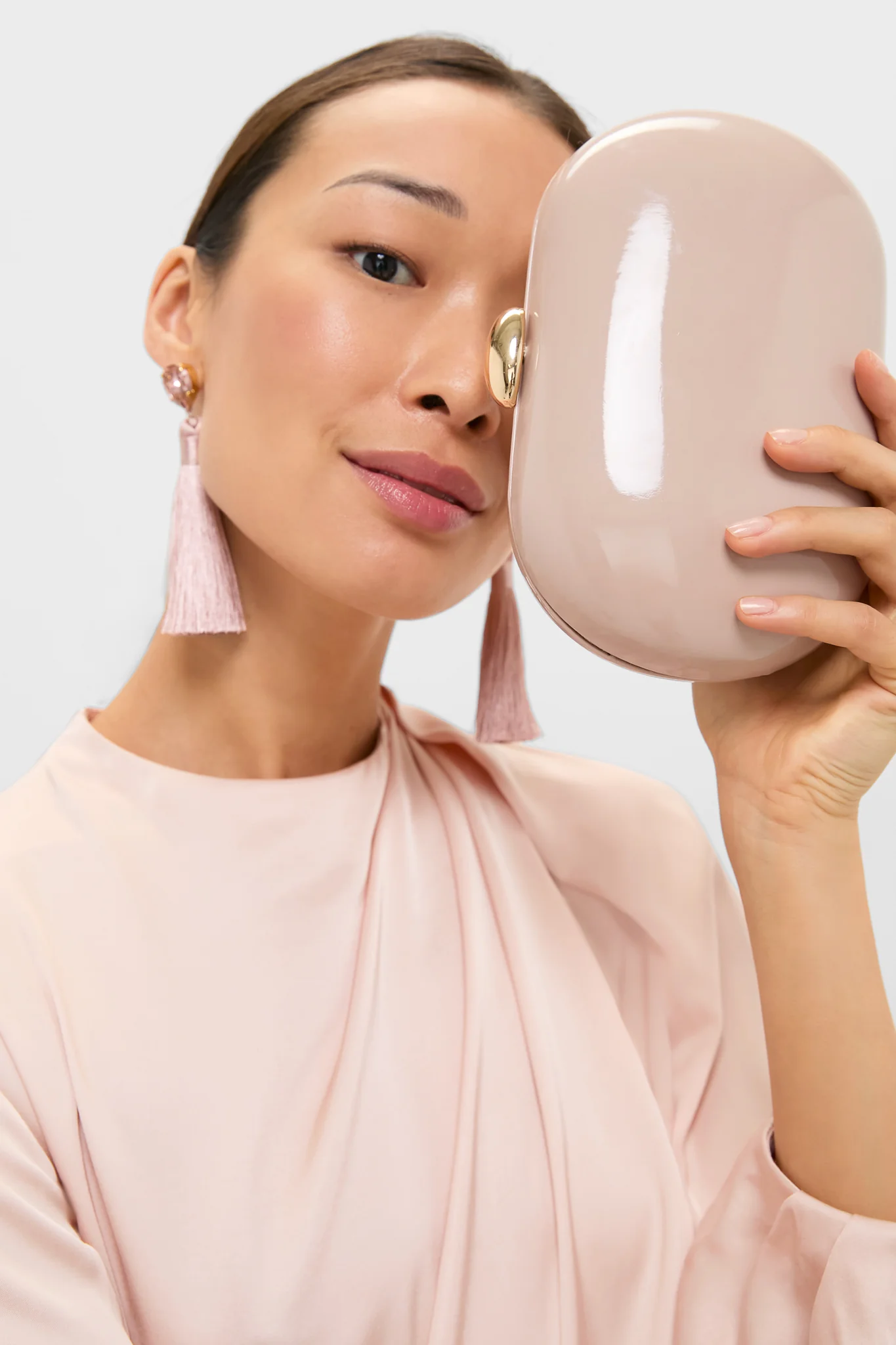 Latte Patent Selena Clutch Bag - Image 2