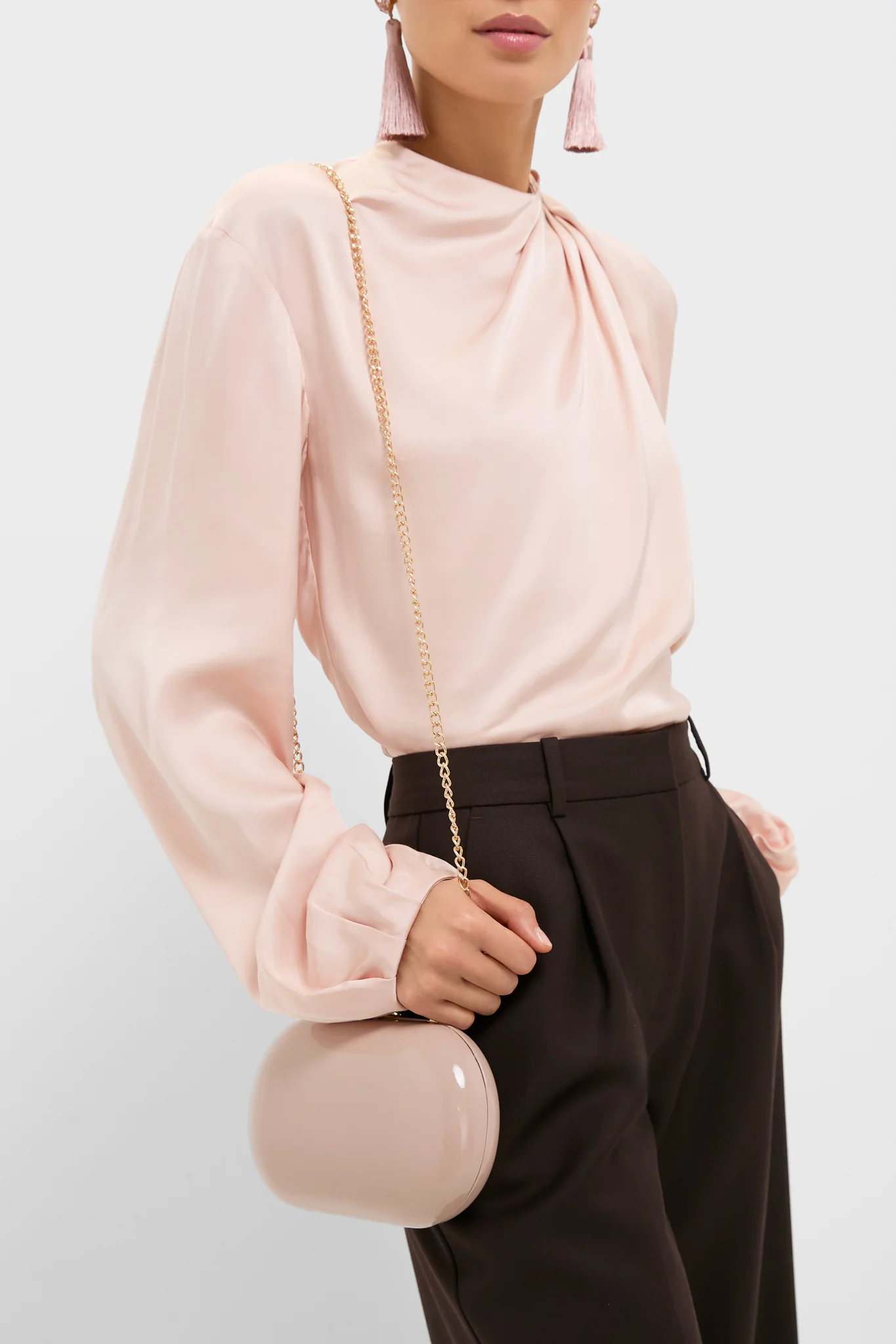 Latte Patent Selena Clutch Bag - Image 3