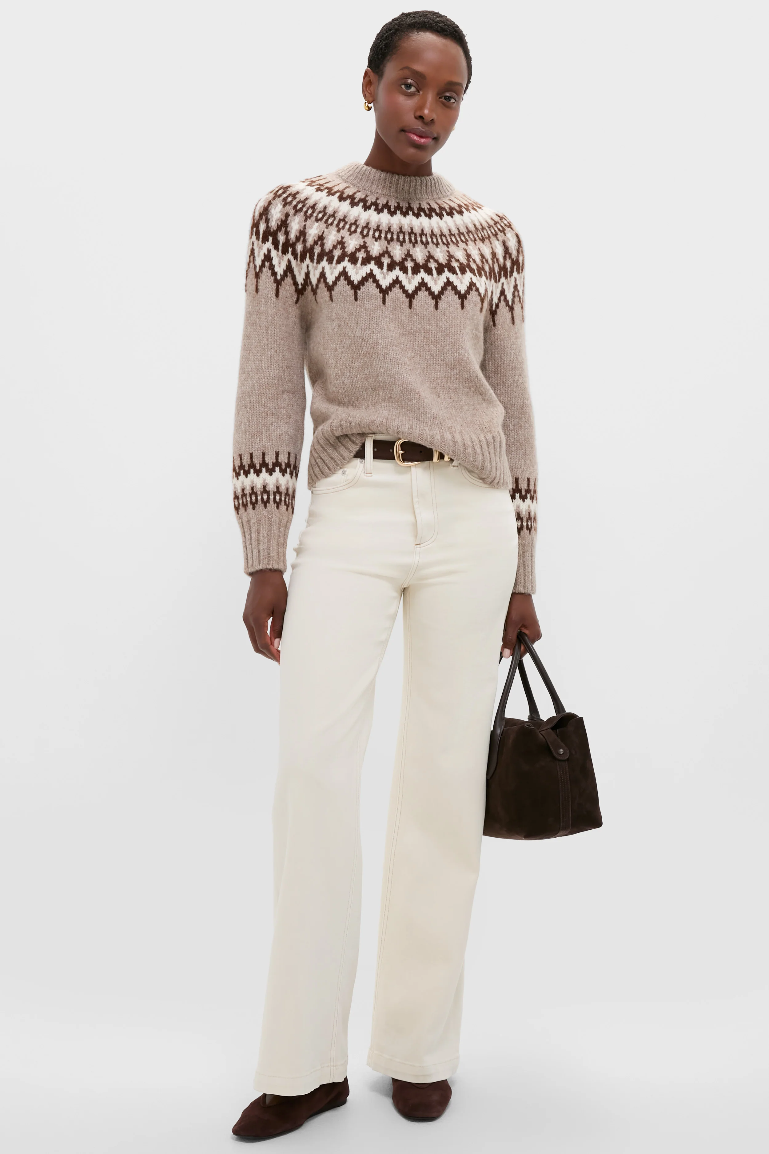 Taupe Fairisle Thatcher Crewneck - Image 2