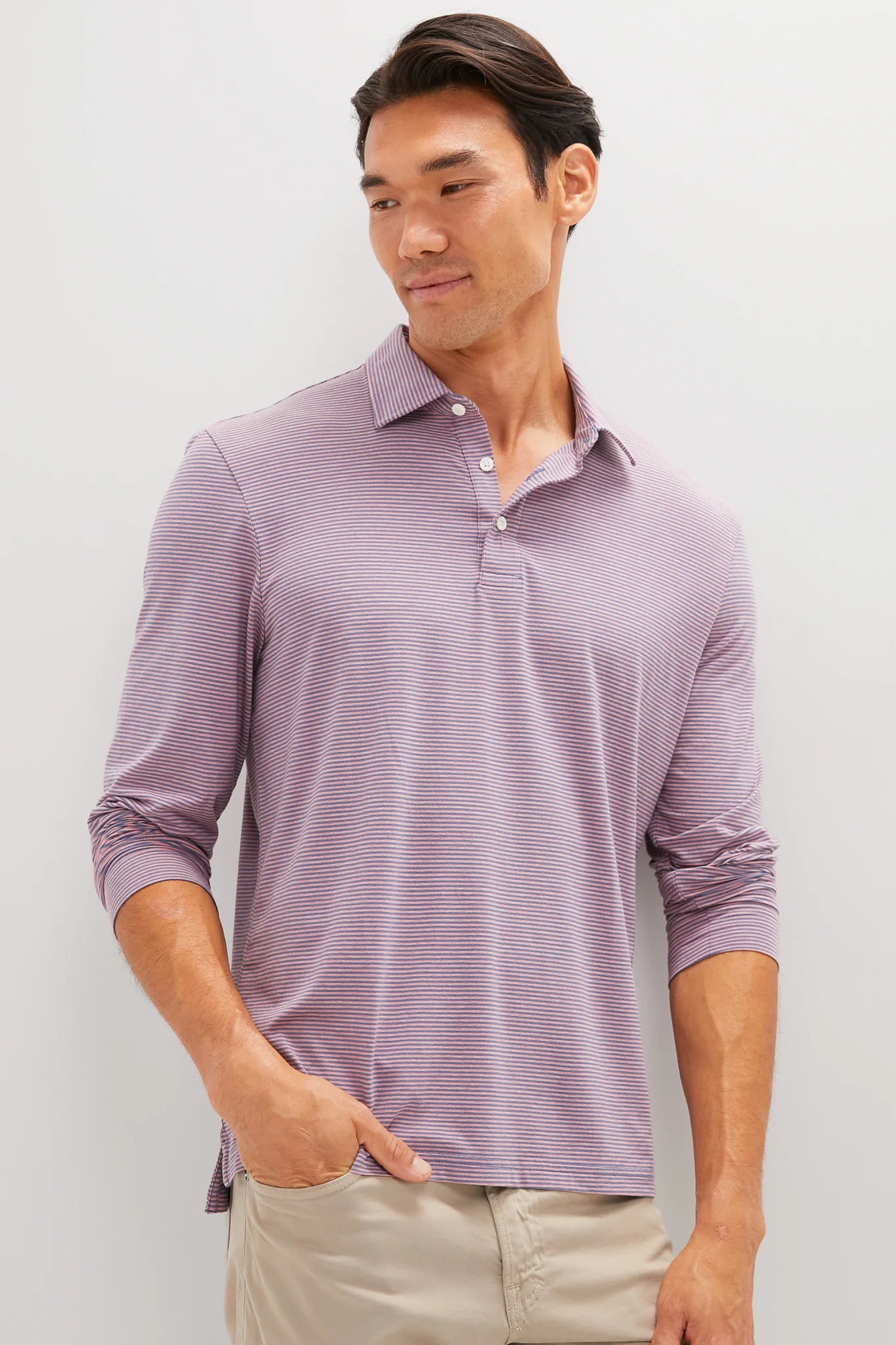 Three Springs Stripe Long Sleeve Movement Polo