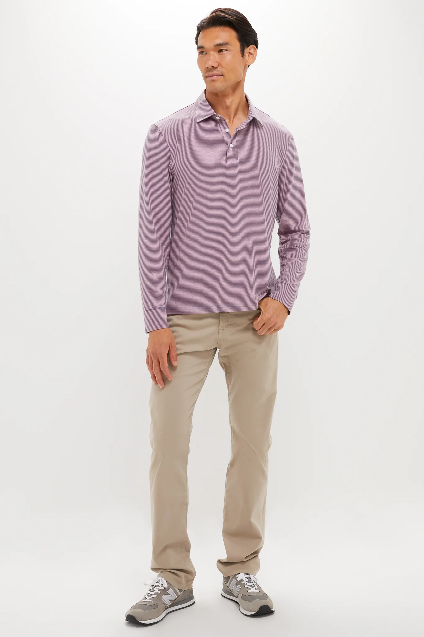 Three Springs Stripe Long Sleeve Movement Polo - Image 2